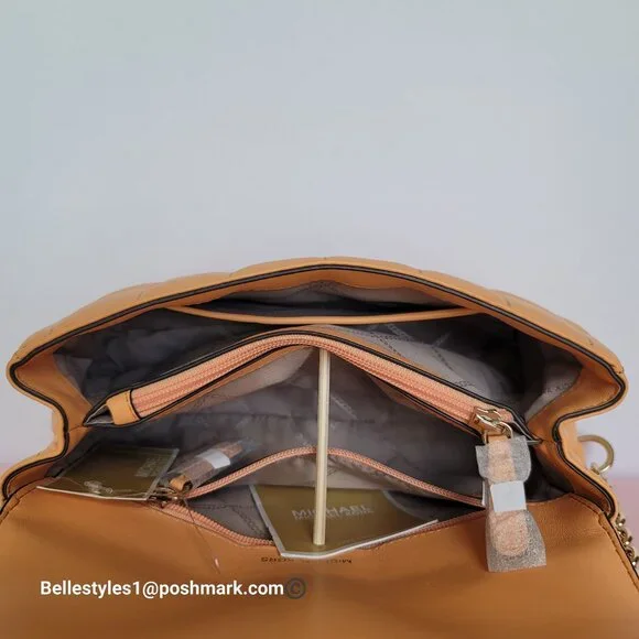 MICHAEL KORS Soho Quilted Smooth Leather Shoulder Bag- Cantaloupe color ⭐